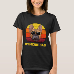 Frenchie Dad Retro Sonnenuntergang Sonnenbrille Mä T-Shirt