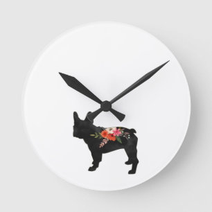 Frenchie Dog Breed Boho Silhouette Runde Wanduhr