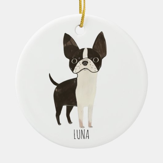 Frenchie Dog Keramik Ornament (Vorne)