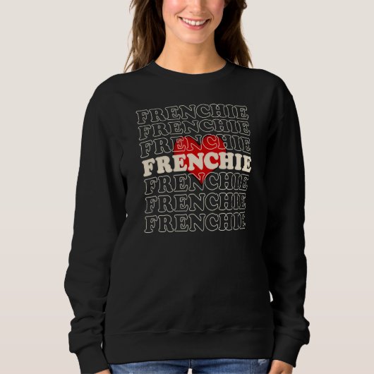 Frenchie Dog Niedlich Heart Retro Vintag Sweatshirt (Vorderseite)