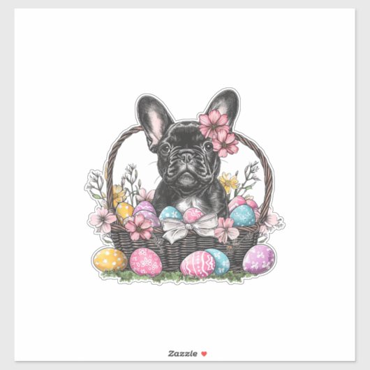 Frenchie Dog Ostern Frenchie Dog Eier Kunst T-Shir Aufkleber (Blatt)