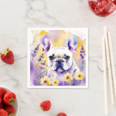 Frenchie Dog Portrait mit Wildblumen Serviette (Beispiel)
