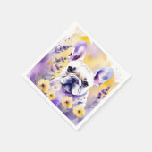 Frenchie Dog Portrait mit Wildblumen Serviette (Ecke)