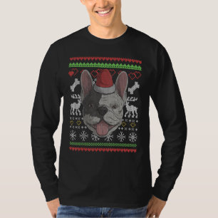 Frenchie Dog Santa Claus Ugly Christmas Pattern X T-Shirt
