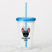 Frenchie Dog Vater Blue French Bulldog Acryltrinkbecher (Vorderseite)