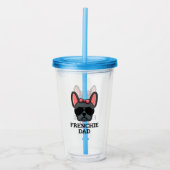 Frenchie Dog Vater Blue French Bulldog Acryltrinkbecher (Vorderseite)