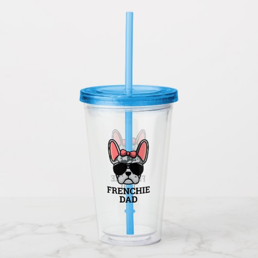 Frenchie Dog Vater Blue Merle French Bulldog Acryltrinkbecher (Vorderseite)
