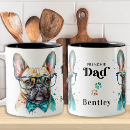 Frenchie Dog VATER Personalisiert Retro French Bul Zweifarbige Tasse