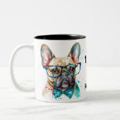Frenchie Dog VATER Personalisiert Retro French Bul Zweifarbige Tasse (Links)