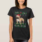 Frenchie Dog Weihnachtsmannmütze Lights French Bul T-Shirt (Vorderseite)