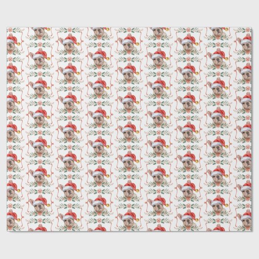 Frenchie Dog Weihnachtswrapping Paper Geschenkpapier (Flach)