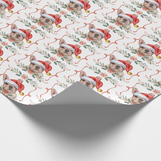 Frenchie Dog Weihnachtswrapping Paper Geschenkpapier (Ecke)