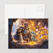 Frenchie Dragonslayer mit Schatzszene Postkarte (Vorne/Hinten)