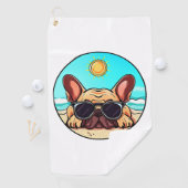 Frenchie Enjoying Beach Golfhandtuch (Insitu)