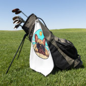 Frenchie Enjoying Beach Golfhandtuch (Gras)