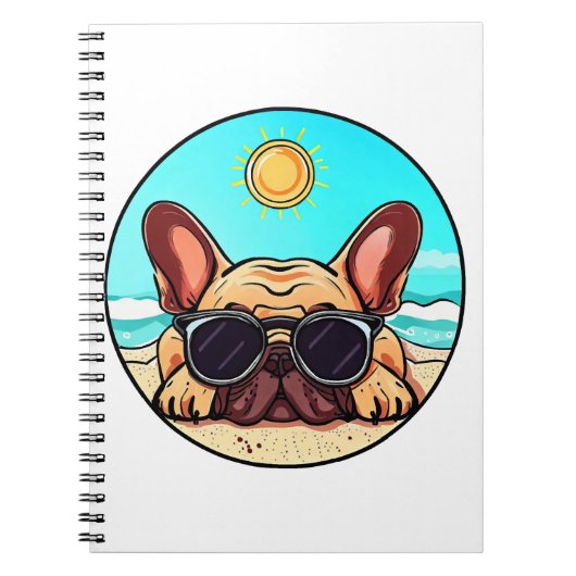 Frenchie Enjoying Beach Notizblock (Vorderseite)