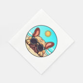 Frenchie Enjoying Beach Serviette (Ecke)