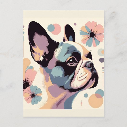Frenchie Floral Vibes Postkarte (Vorderseite)