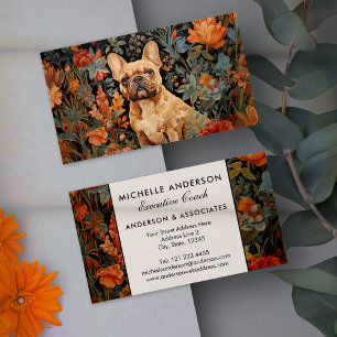 Frenchie Französische Bulldogge Vintage Blumen Visitenkarte