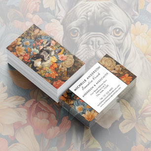 Frenchie Französische Bulldogge Vintage Blumen Visitenkarte