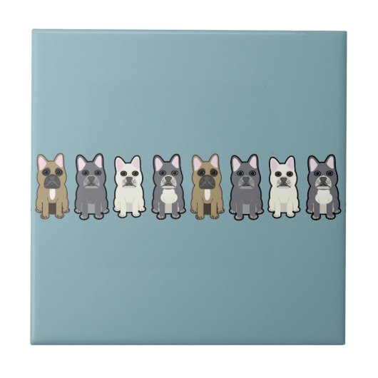 Frenchie Freunde Fliese (Vorderseite)