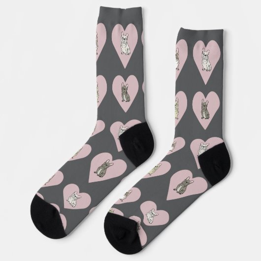 Frenchie Freunde Herzen Socken (Linkes Detail)