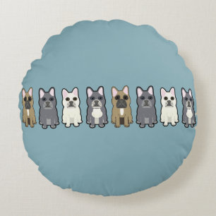 Frenchie Freunde Rundes Kissen