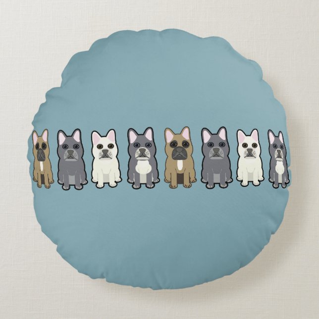 Frenchie Freunde Rundes Kissen (Vorderseite)