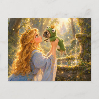 Frenchie Frog Prince Kiss Scene Postkarte