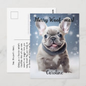Frenchie Frosty Bliss Anpassbar Postkarte (Vorne/Hinten)