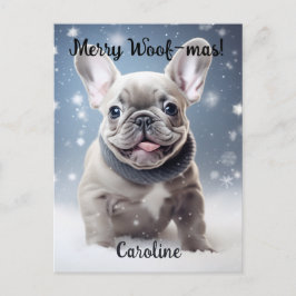Frenchie Frosty Bliss Anpassbar Postkarte