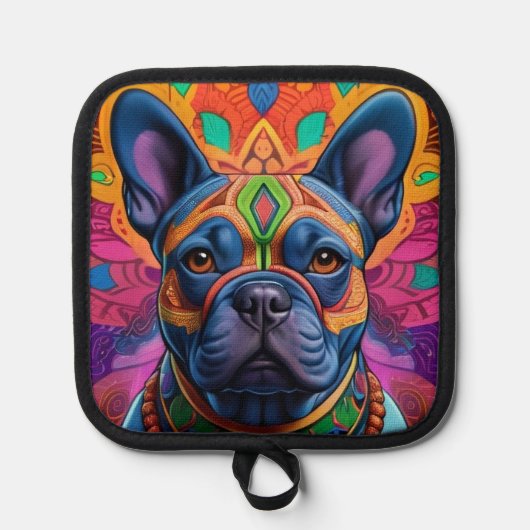 Frenchie Fun Birthday Fantasy Topflappen (Vorderseite)