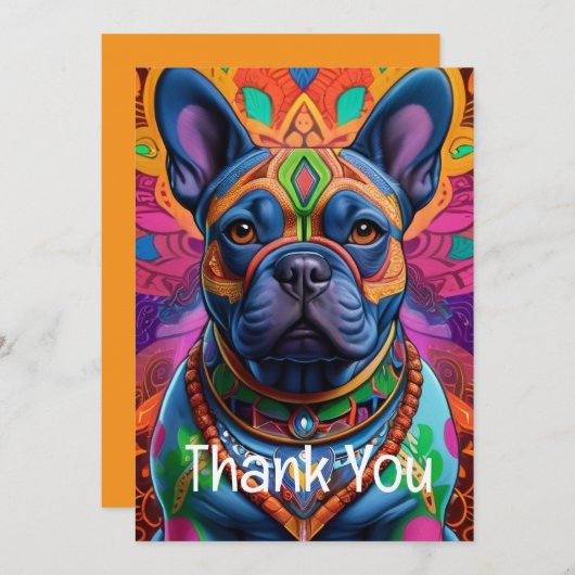 Frenchie Fun Dankeskarte (Vorne/Hinten)