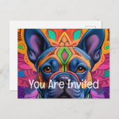Frenchie Fun Einladungspostkarte (Vorne/Hinten)