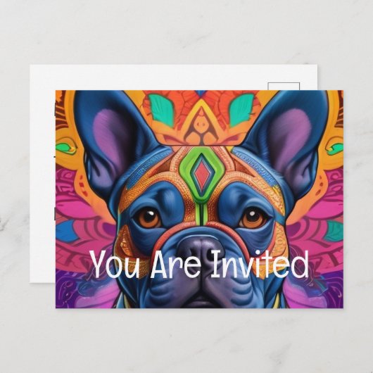 Frenchie Fun Einladungspostkarte (Vorne/Hinten)