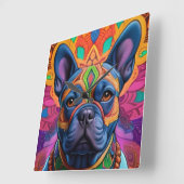 Frenchie Fun Geburtstagsfantasie Quadratische Wanduhr (Winkel)