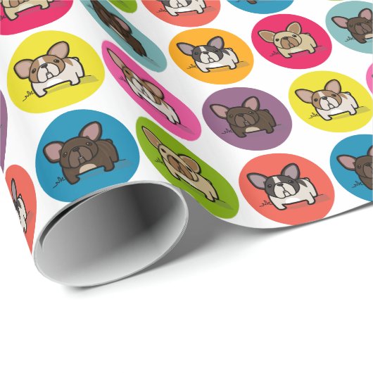 Frenchie Geburtstags-Packpapier Geschenkpapier (Rolleneckpunkt)