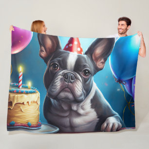Frenchie Geburtstagsfeier: Ein süßer französischer Fleecedecke