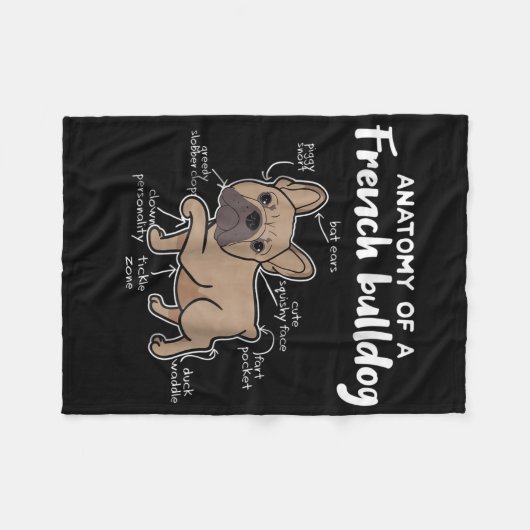 Frenchie-Geschenk| Anatomie eines französischen Bu Fleecedecke (Vorderseite (Horizontal))