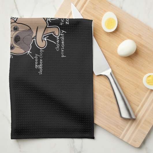 Frenchie-Geschenk| Anatomie eines französischen Bu Geschirrtuch (Viertel Falte)