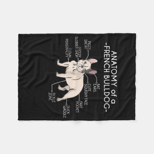 Frenchie Gift | Anatomie eines französischen Bulld Fleecedecke (Vorderseite (Horizontal))