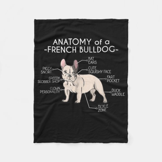 Frenchie Gift | Anatomie eines französischen Bulld Fleecedecke (Vorderseite)