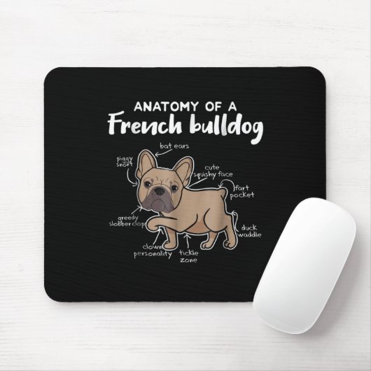 Frenchie Gift | Anatomie eines französischen Bulld Mousepad (Mit Mouse)