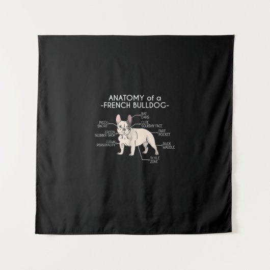 Frenchie Gift | Anatomie eines französischen Bulld Wandteppich (Vorderseite)