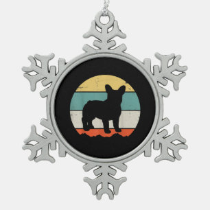 Frenchie Gift Vintages Französisches Bulldog-Ges Schneeflocken Zinn-Ornament