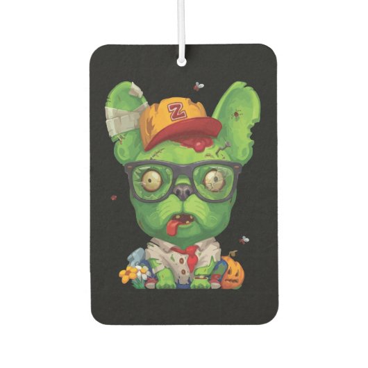 Frenchie Gift | Zombie French Bulldog Autolufterfrischer (Vorderseite)