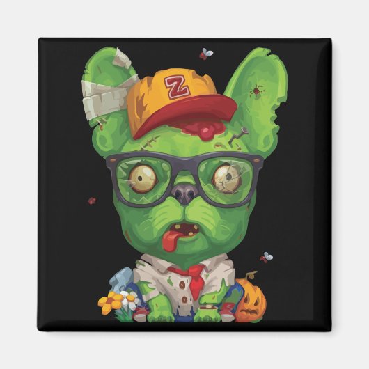 Frenchie Gift | Zombie French Bulldog Magnet (Vorne)