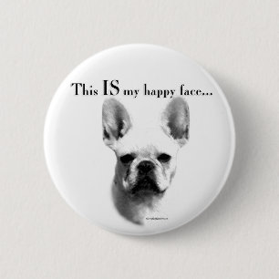 Frenchie glückliches Gesicht Button
