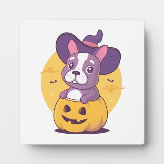 Frenchie Halloween Fotoplatte (Vorderseite)