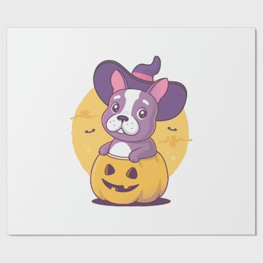 Frenchie Halloween Geschenkpapier (Flach)